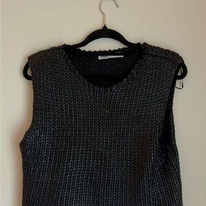 Zara Black Knit Sleeveless Top